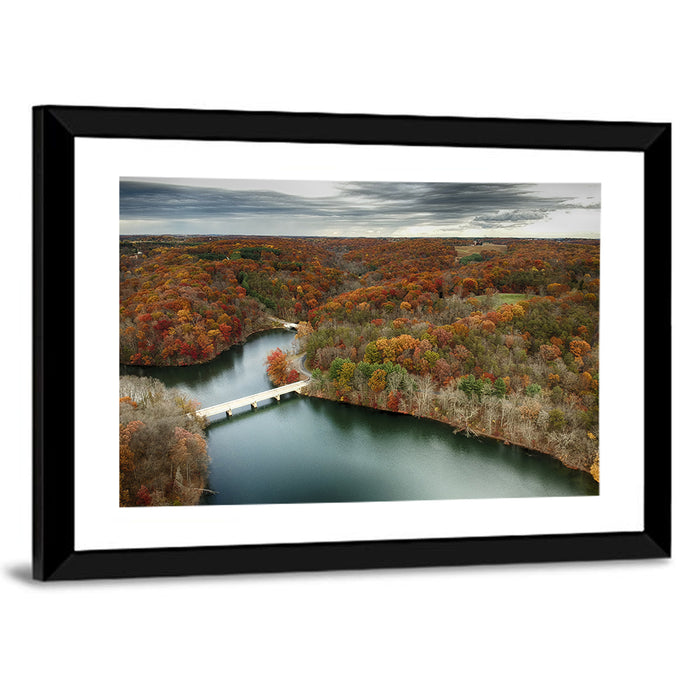 Seneca Lake Aerial View Wall Art as a framed print