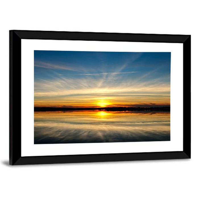 Oklahoma Lake Sunset Reflection Wall Art as a framed print