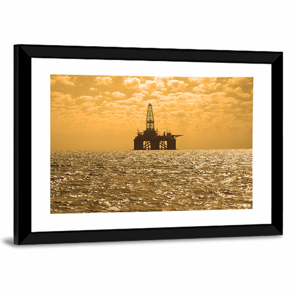 Oil Rig at Sunset Wall Art