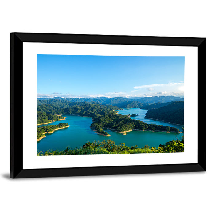 Emerald Qiandao Lake Wall Art as a framed print