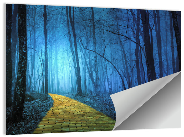 Misty Yellow Brick Road Wall Art as a poster print