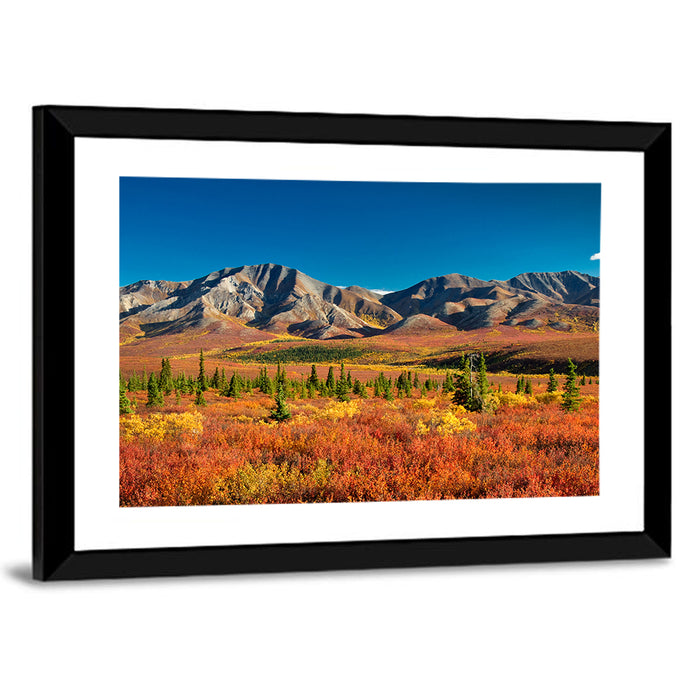 Denali Autumn Peaks Wall Art as a framed print