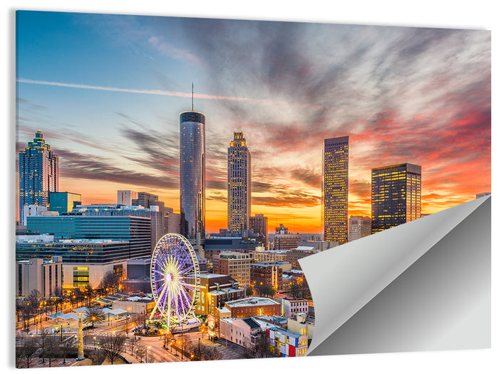 Atlanta Skyline with Skyview Wheel Wall Art as a poster print