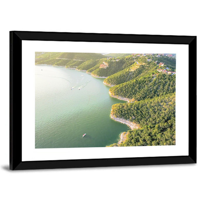 Lake Travis Aerial View Wall Art as a framed print
