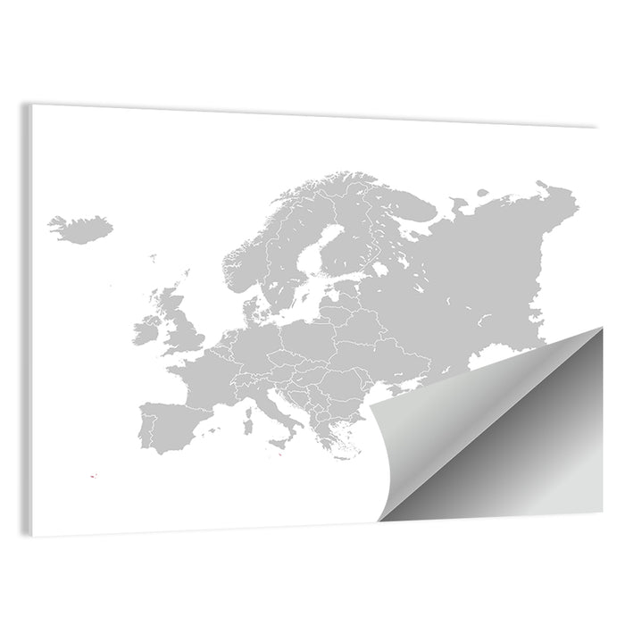 Gray Europe Outline Map Wall Art as a poster print