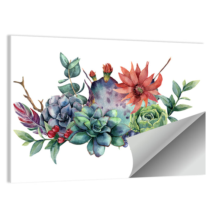 Succulent and Cactus Bouquet Wall Art as a poster print