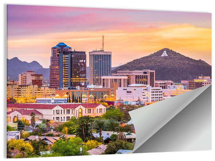 Tucson Skyline at Golden Hour Wall Art as a poster print