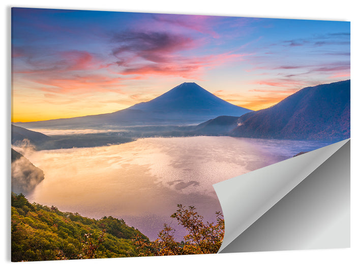 Mount Fuji at Lake Motosu, Autumn Sunrise Wall Art as a poster print