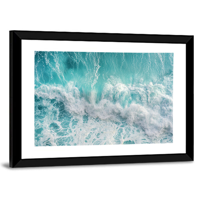 Top Down Turquoise Wave Wall Art as a framed print