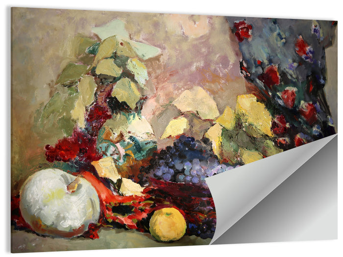 Grapes and Melon Still Life Wall Art as a poster print