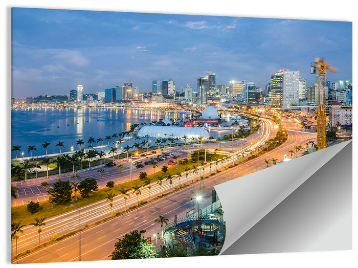 Luanda Bay Twilight Skyline Wall Art as a poster print