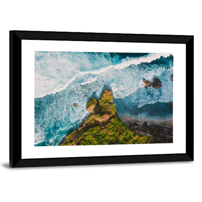 Bali Aerial Cliff View Wall Art as a framed print