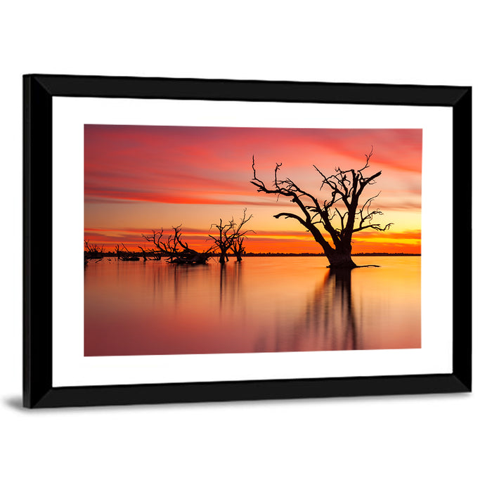Lake Bonney Sunset Reflections Wall Art as a framed print