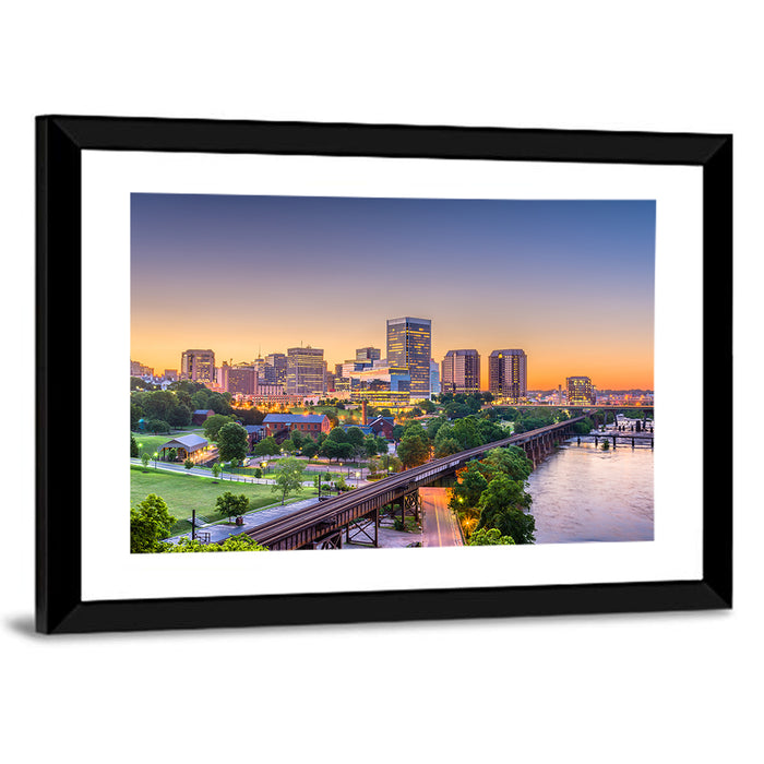Richmond Skyline at Golden Hour Wall Art as a framed print
