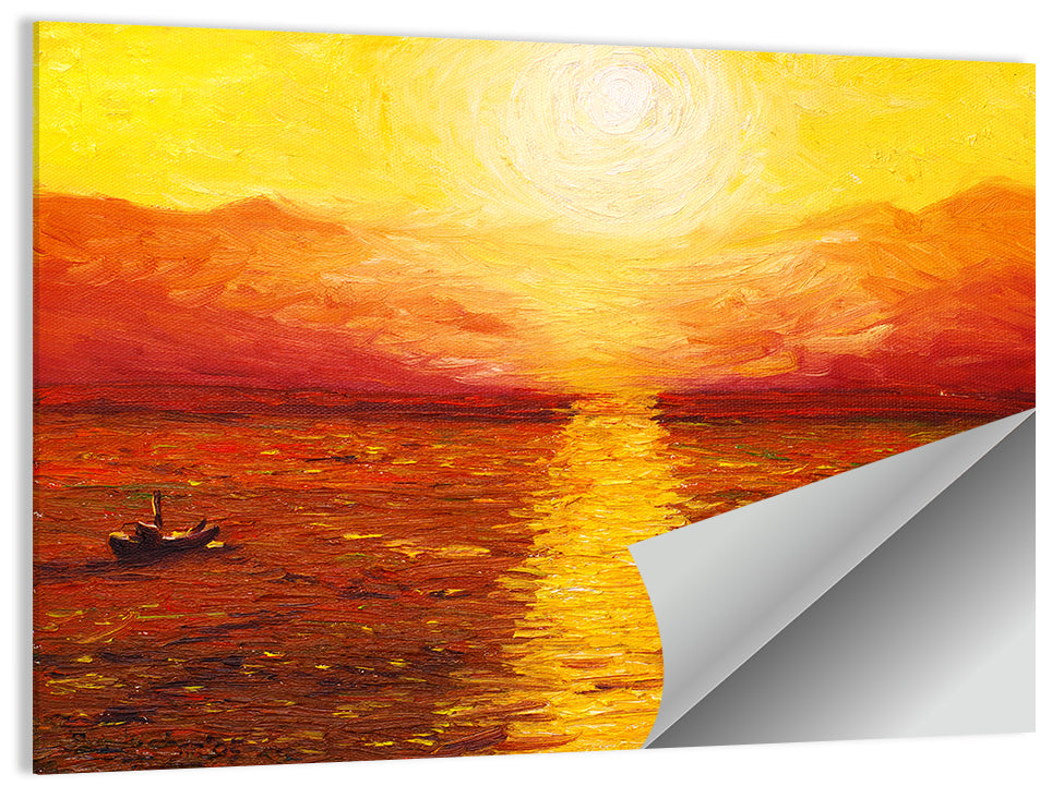 Sea Sunset Illustration Wall Art