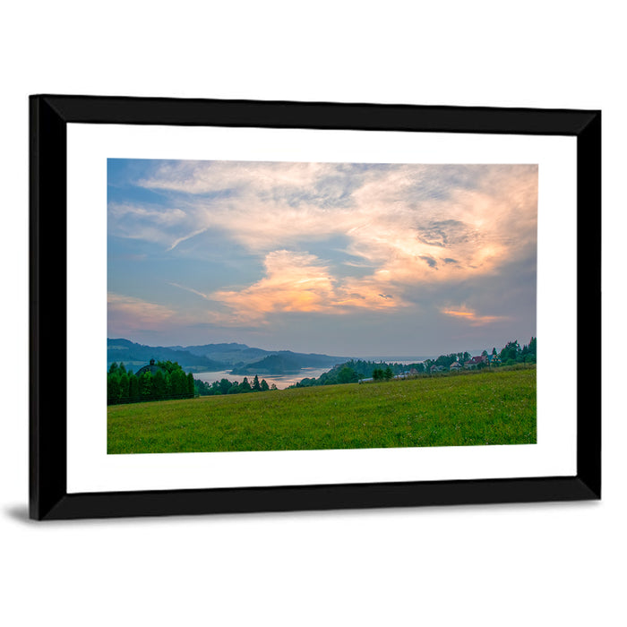Czorsztynskie Lake Meadow at Dusk Wall Art as a framed print
