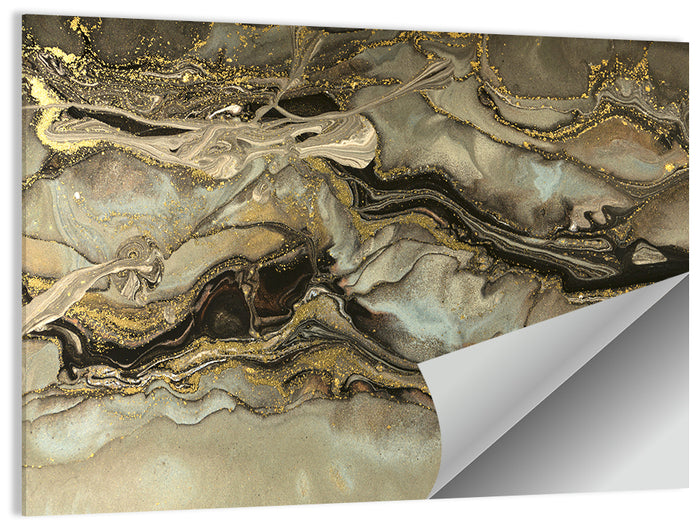 Golden Marbled Texture Wall Art as a poster print