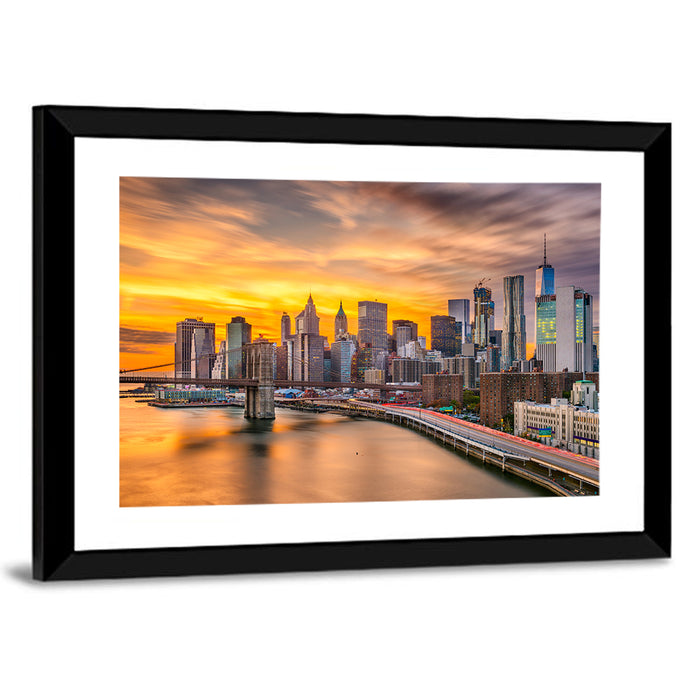 Lower Manhattan Skyline Wall Art as a framed print