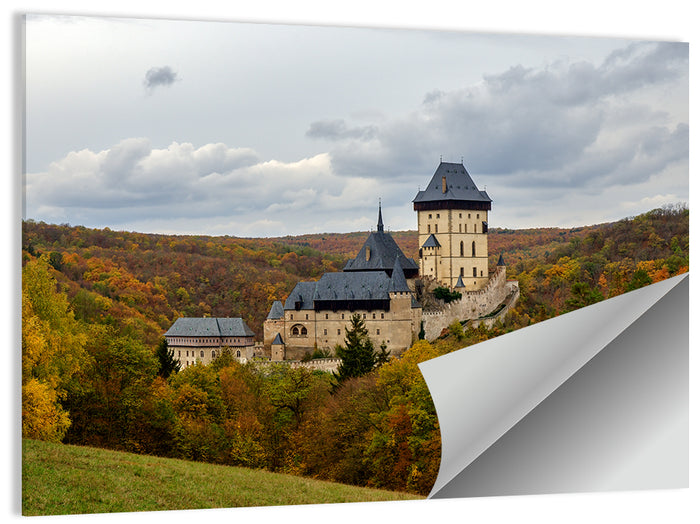 Karlštejn Castle in Autumn Forest Wall Art as a poster print