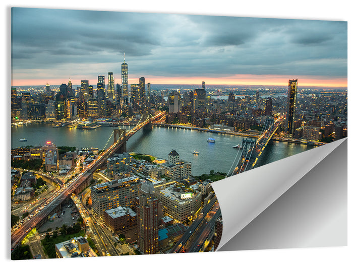 New York Twilight Cityscape Wall Art as a poster print