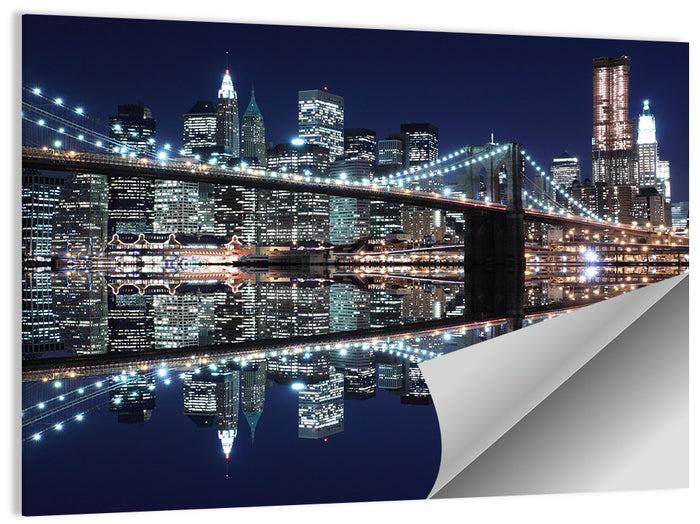 Brooklyn Bridge Symphony at Night Wall Art as a poster print