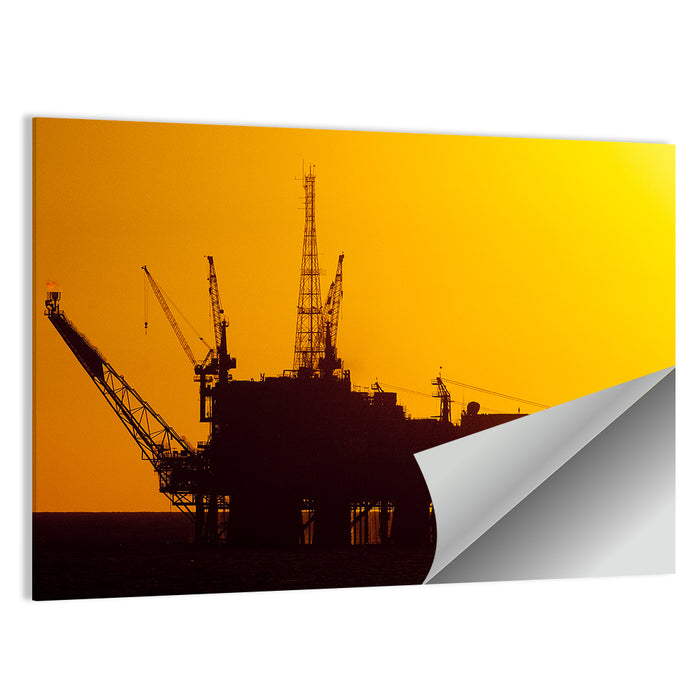Oil Rig Silhouette at Sunset Wall Art as a poster print