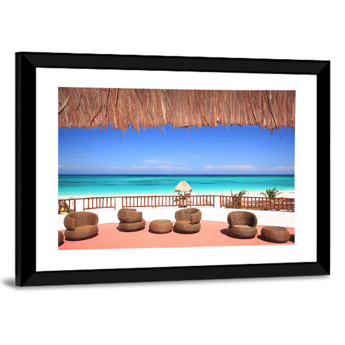 Beach Resort Balcony View Wall Art as a framed print
