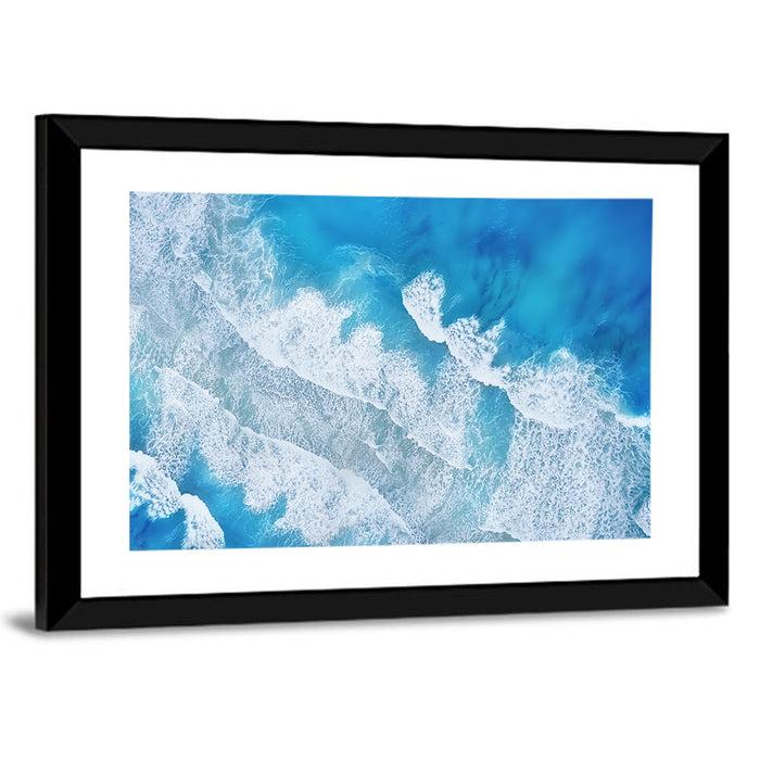 Aerial Turquoise Waves Wall Art as a framed print