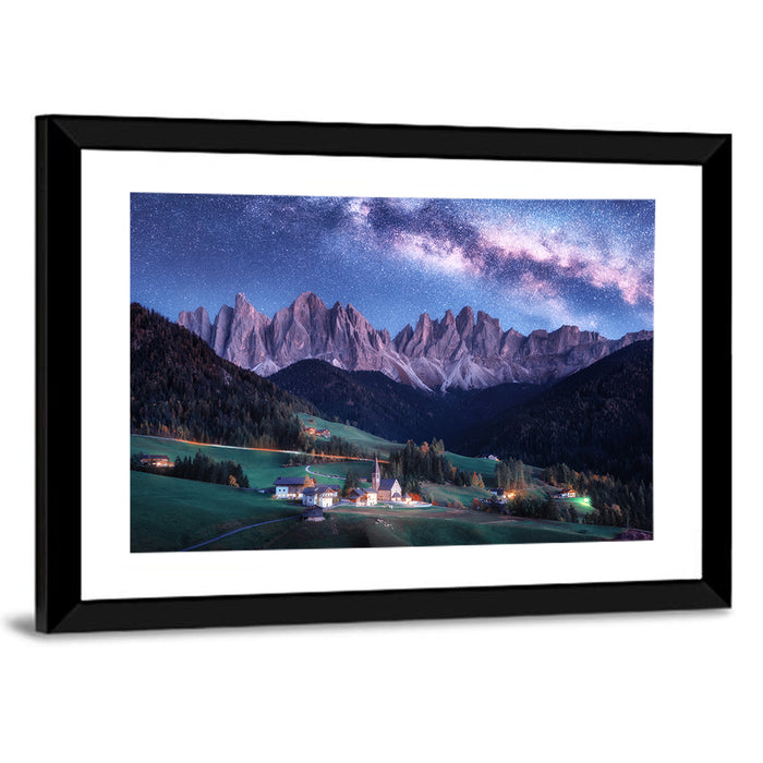 Santa Maddalena Night Sky Wall Art as a framed print