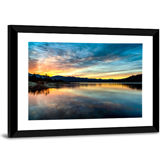 Lake Hemet Sunrise Reflection Wall Art as a framed print