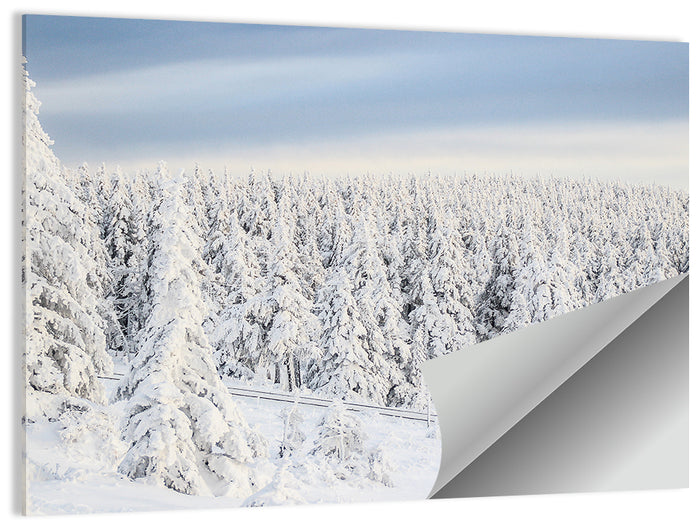 Snowy Forest Railway Tracks Wall Art as a poster print
