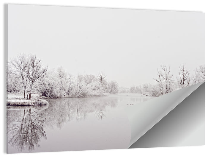 Frozen River Reflection in Winter Fog Wall Art as a poster print