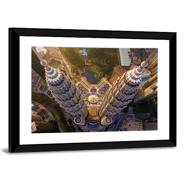 Petronas Twin Towers Kuala Lumpur Golden Hour Wall Art as a framed print
