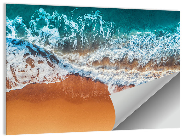 Aerial Beach Waves Wall Art as a poster print