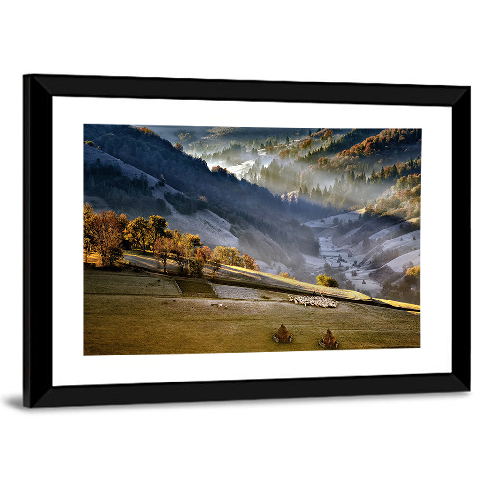 Mountains Village Landscape Wall Art