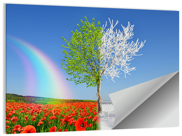 Seasonal Split Landscape Wall Art as a poster print