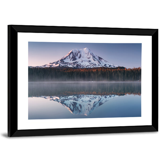 Mount Adams Sunrise Reflection Wall Art as a framed print