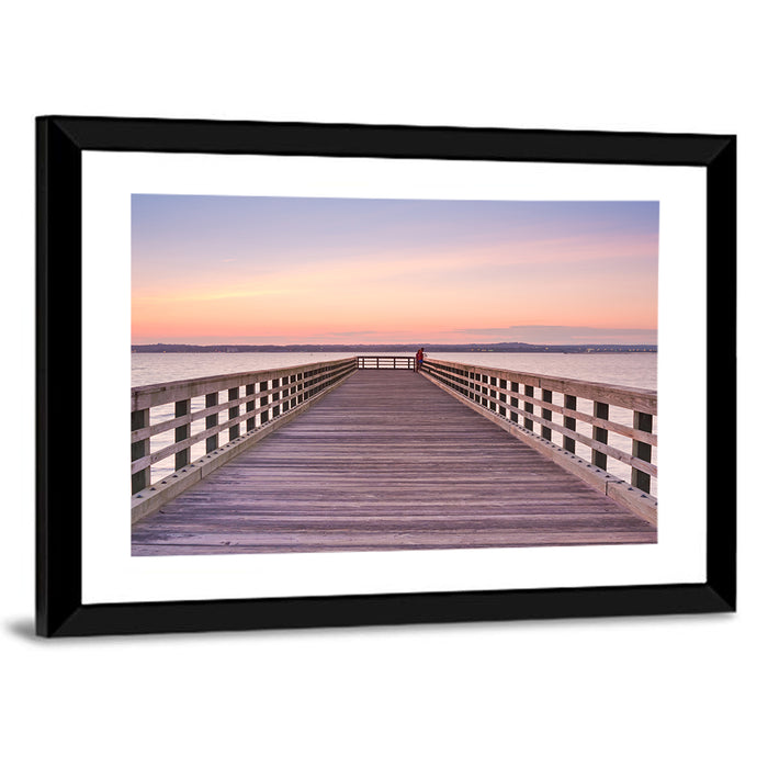 New Haven Wooden Pier Wall Art as a framed print