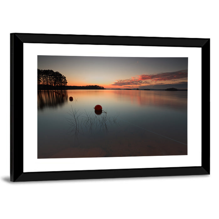 Lake Lanier Buoys at Sunset Wall Art as a framed print
