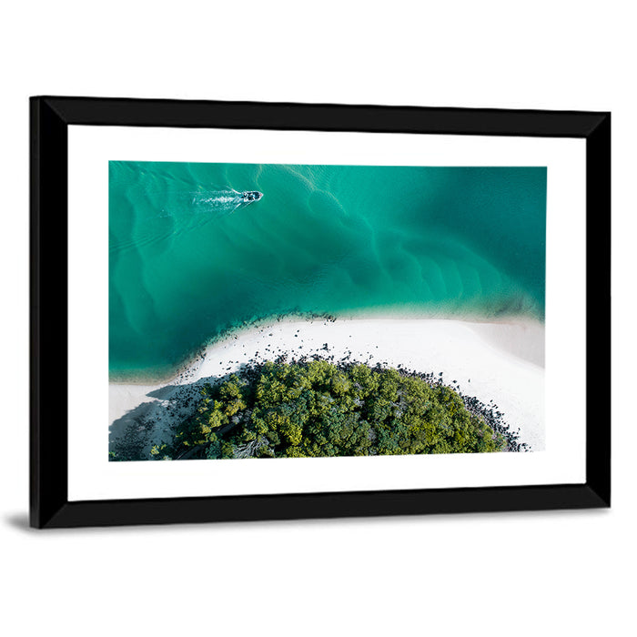 Clam Beach Aerial View Wall Art as a framed print