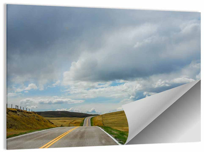 Montana Road Through Golden Hills Wall Art as a poster print