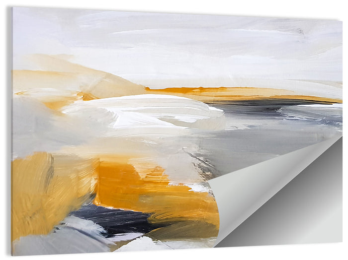 White Coastal Abstract Landscape Wall Art as a poster print