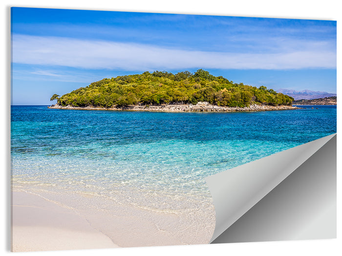 Butrint Turquoise Island Beach Wall Art as a poster print