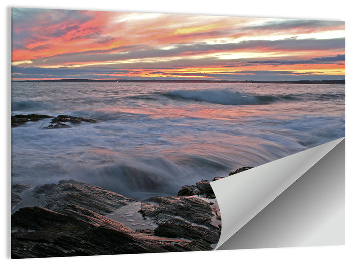 Rocky Coast Sunset Wall Art as a poster print