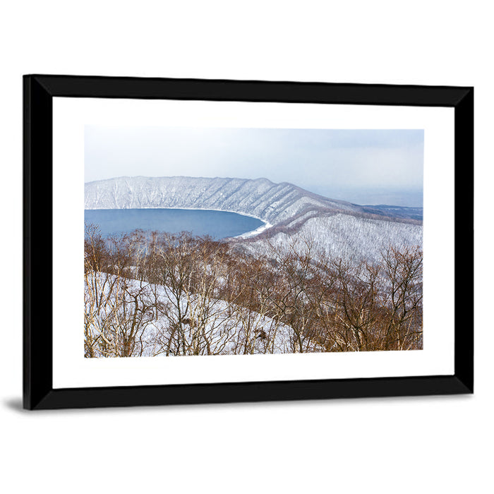 Lake Kuttara Crater View Wall Art as a framed print