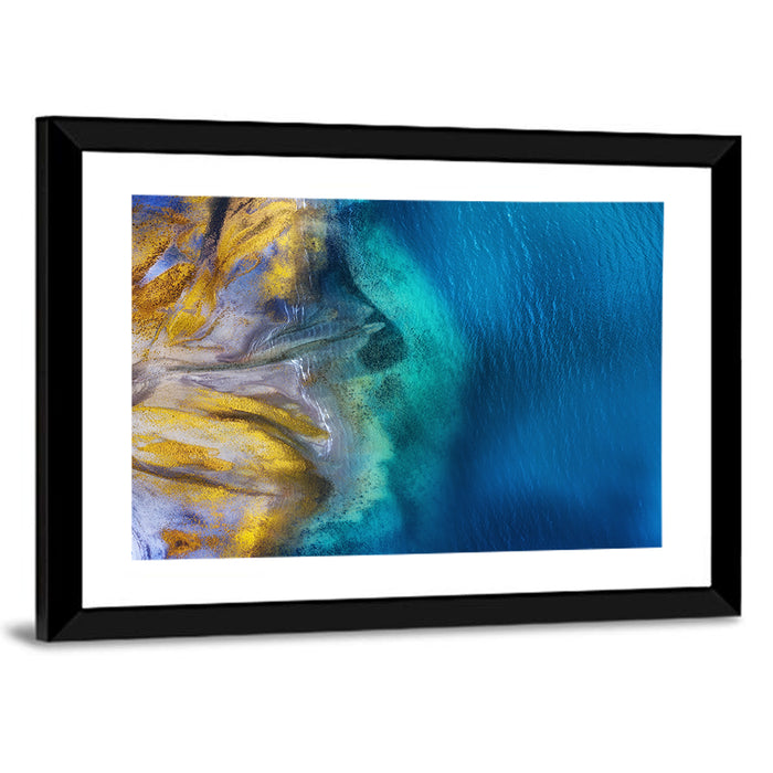 Golden Coast Abstract Wall Art as a framed print