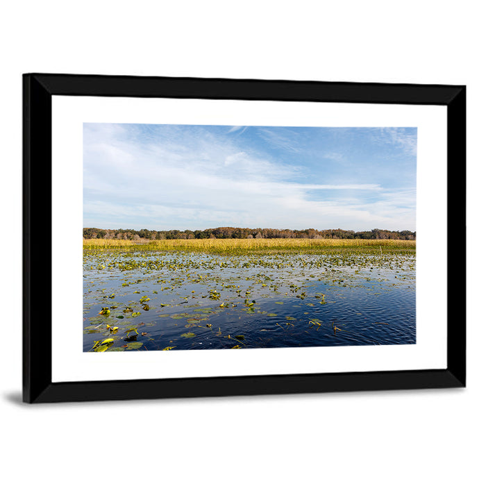 Cloudy Lake Toho Wall Art as a framed print