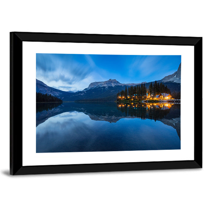 Emerald Lake Twilight Wall Art as a framed print