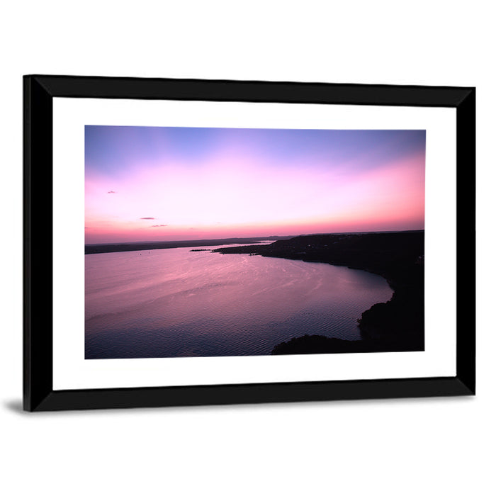 Lake Travis Purple Sunset Wall Art as a framed print