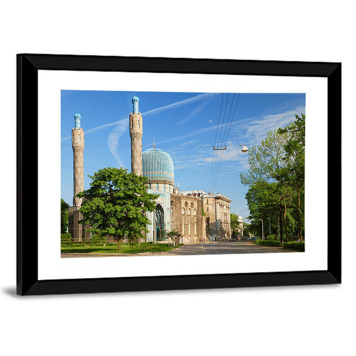 Saint Petersburg Mosque Blue Dome Wall Art as a framed print